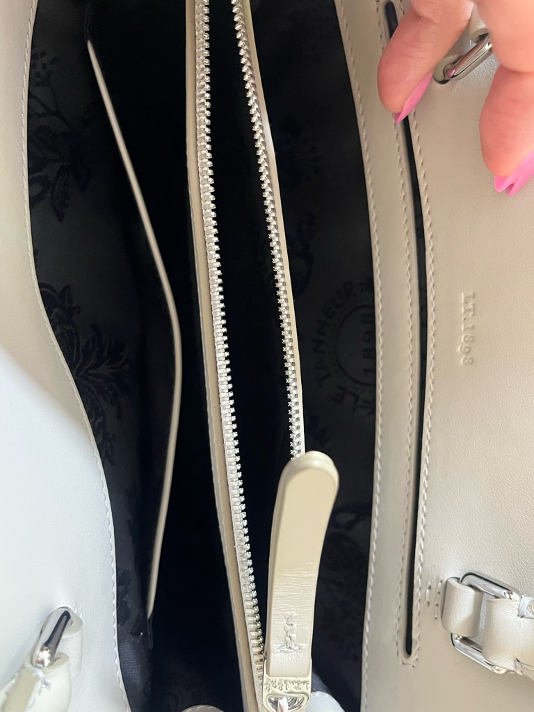 Woven Top-Handle Satchel In Light Gray And Cream — image 6 of 8